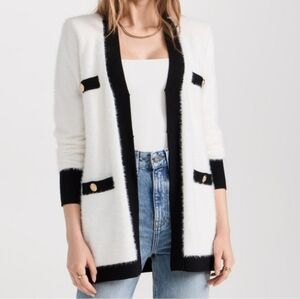L'Agence 'Elin' White and Black Cardigan